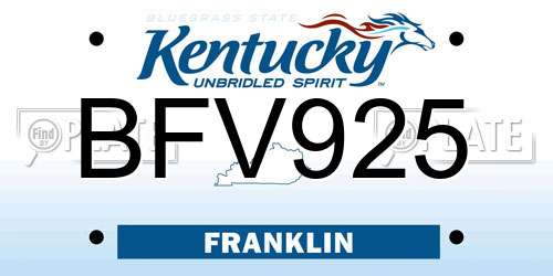 BFV925 Kentucky License Plate