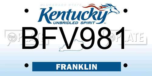 BFV981 Kentucky License Plate