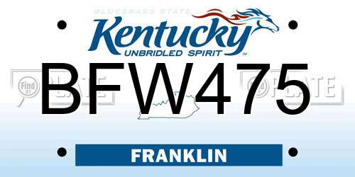 BFW475 Kentucky License Plate