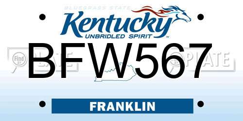 BFW567 Kentucky License Plate