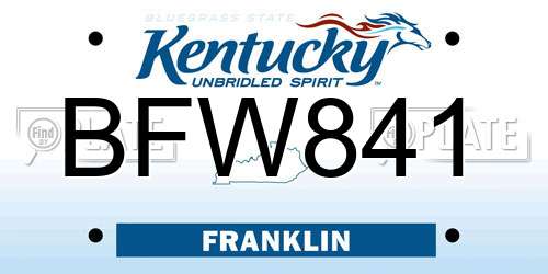 BFW841 Kentucky License Plate