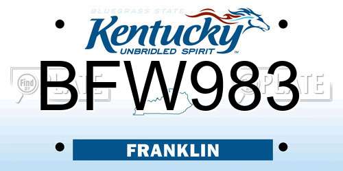 BFW983 Kentucky License Plate