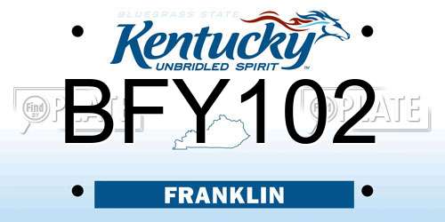 BFY102 Kentucky License Plate