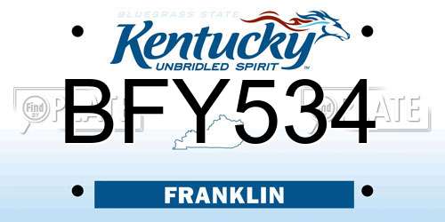 BFY534 Kentucky License Plate