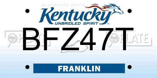 BFZ47T Kentucky License Plate
