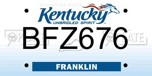 BFZ676 Kentucky License Plate