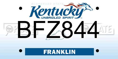 BFZ844 Kentucky License Plate