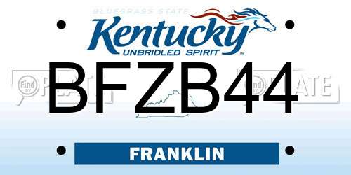 BFZB44 Kentucky License Plate