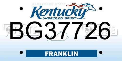 BG37726 Kentucky License Plate