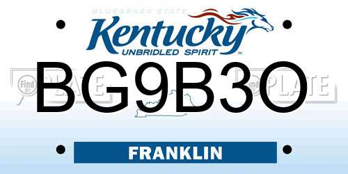 BG9B3O Kentucky License Plate