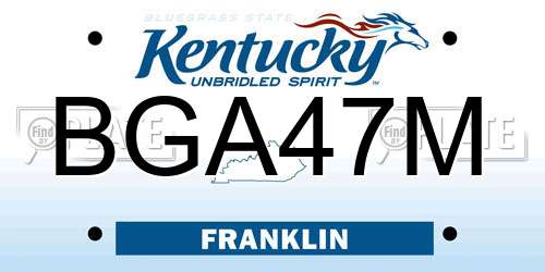 BGA47M Kentucky License Plate
