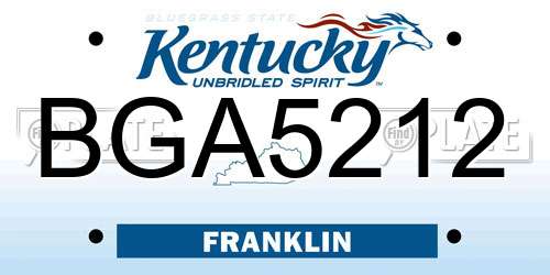 BGA5212 Kentucky License Plate