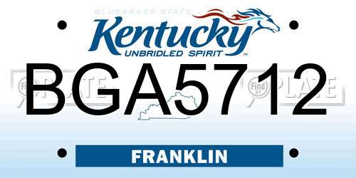 BGA5712 Kentucky License Plate