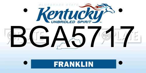 BGA5717 Kentucky License Plate