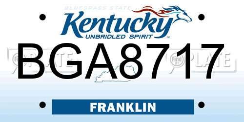 BGA8717 Kentucky License Plate