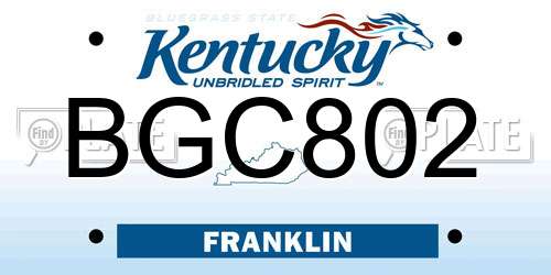 BGC802 Kentucky License Plate