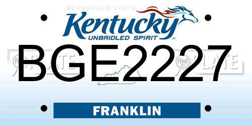 BGE2227 Kentucky License Plate