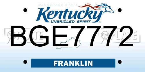 BGE7772 Kentucky License Plate