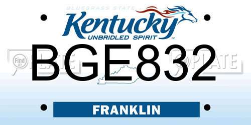 BGE832 Kentucky License Plate
