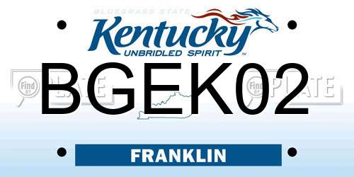 BGEK02 Kentucky License Plate