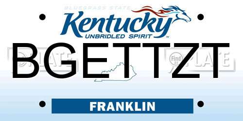 BGETTZT Kentucky License Plate