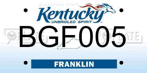 BGF005 Kentucky License Plate