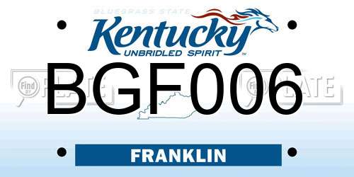 BGF006 Kentucky License Plate