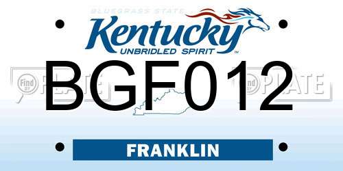 BGF012 Kentucky License Plate