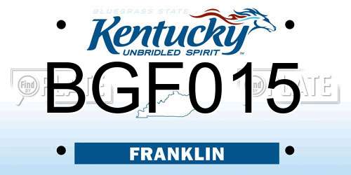 BGF015 Kentucky License Plate