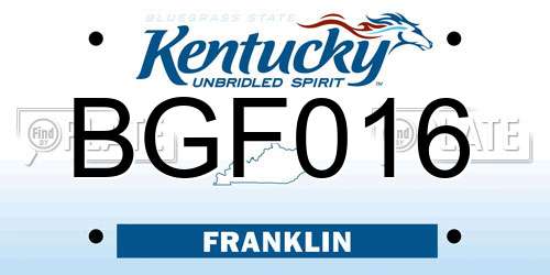 BGF016 Kentucky License Plate