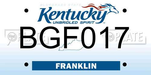 BGF017 Kentucky License Plate