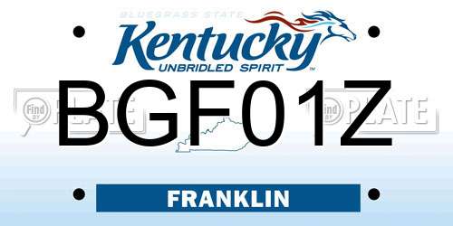 BGF01Z Kentucky License Plate