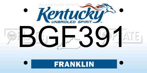 BGF391 Kentucky License Plate