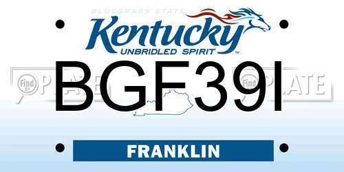 BGF39I Kentucky License Plate