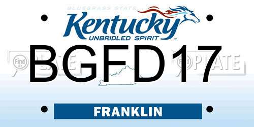 BGFD17 Kentucky License Plate