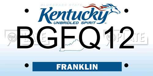 BGFQ12 Kentucky License Plate