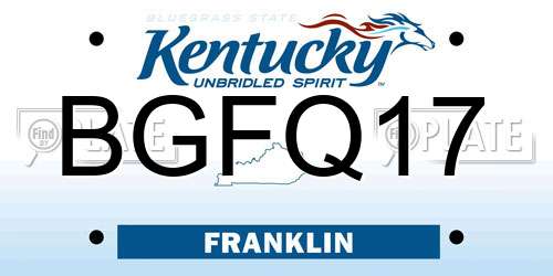 BGFQ17 Kentucky License Plate