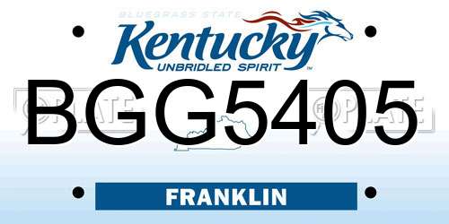 BGG5405 Kentucky License Plate
