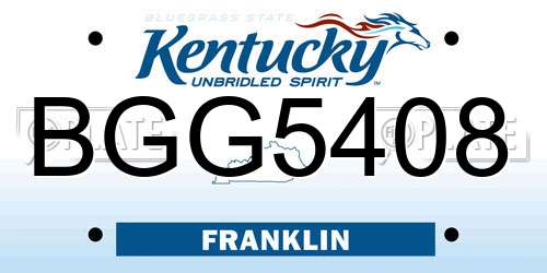 BGG5408 Kentucky License Plate