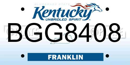 BGG8408 Kentucky License Plate