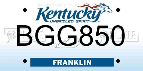 BGG850 Kentucky License Plate