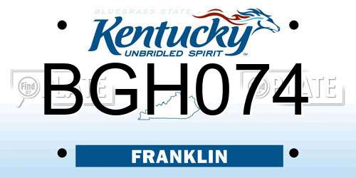 BGH074 Kentucky License Plate