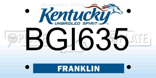 BGI635 Kentucky License Plate