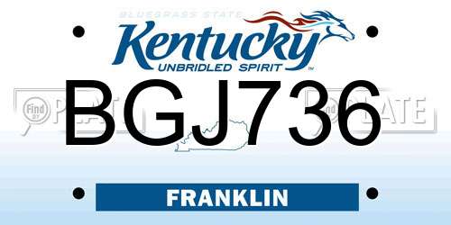 BGJ736 Kentucky License Plate