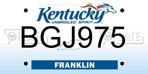 BGJ975 Kentucky License Plate