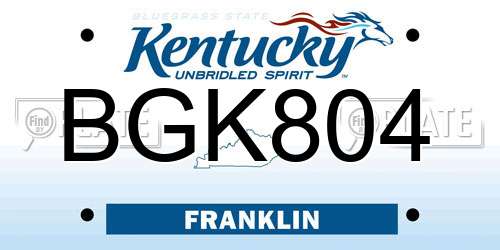 BGK804 Kentucky License Plate