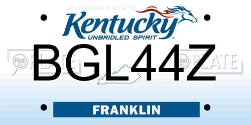 BGL44Z Kentucky License Plate