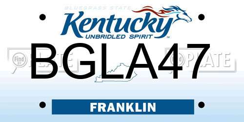 BGLA47 Kentucky License Plate