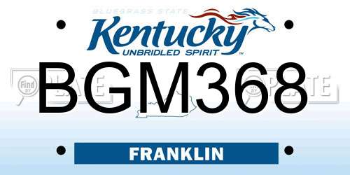 BGM368 Kentucky License Plate