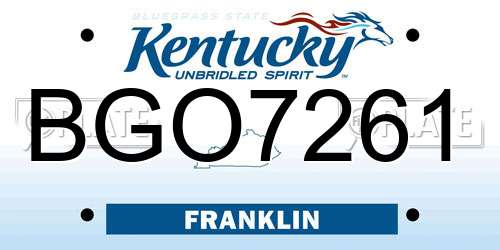 BGO7261 Kentucky License Plate